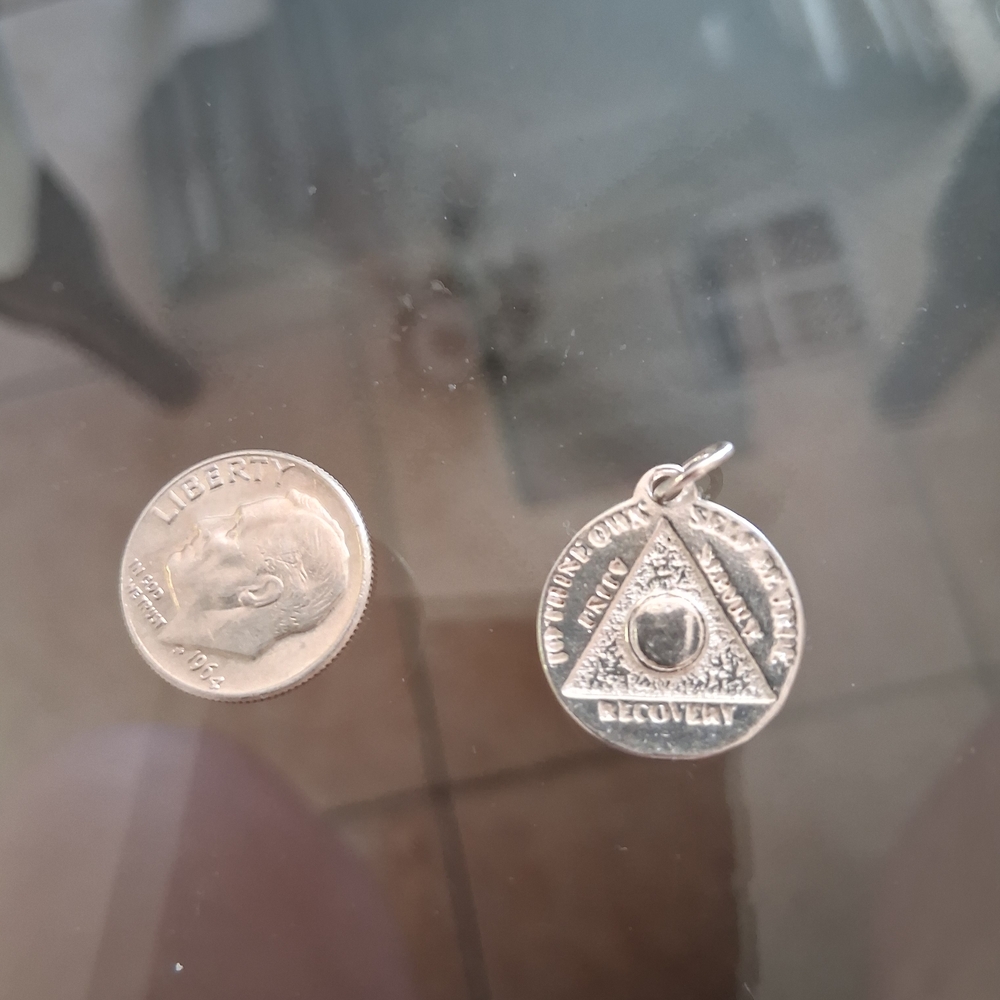 Sterling Silver AA Pendant 12 Step Prayer